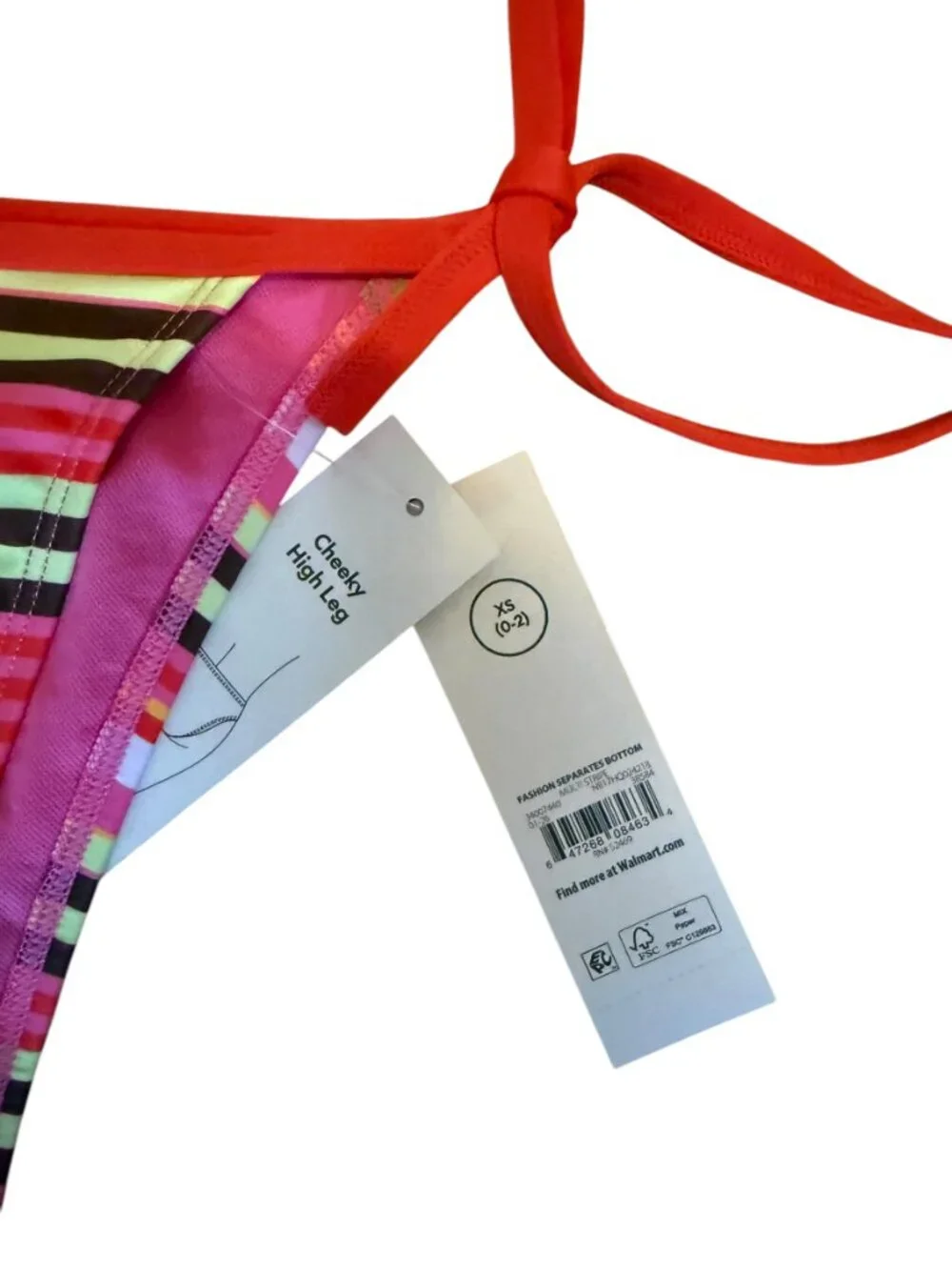No Boundaries Multicolor Striped Bandeau Bikini Set – Size S (4‑6) NWT